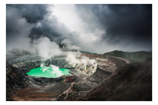 Dramatic Poás Volcano Crater with Emerald Lake - Rodrigo Ojeda Photography