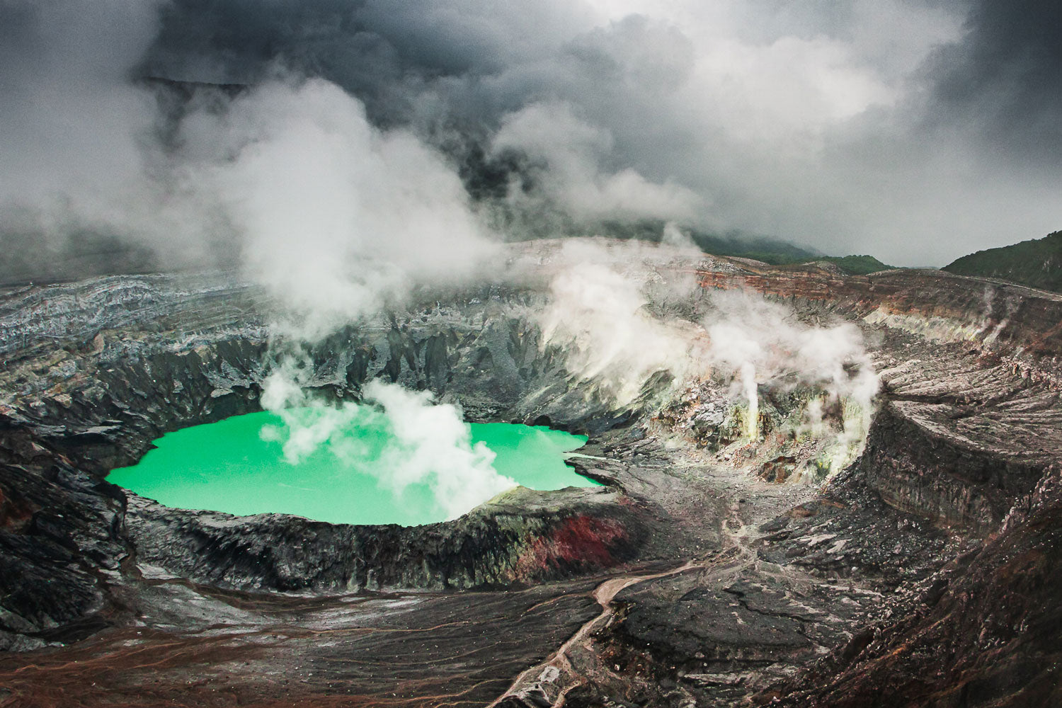 Dramatic Poás Volcano Crater with Emerald Lake - Rodrigo Ojeda Photography